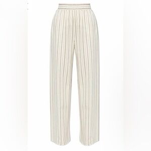 Max Studio Striped Linen Pants in Cream and Tan